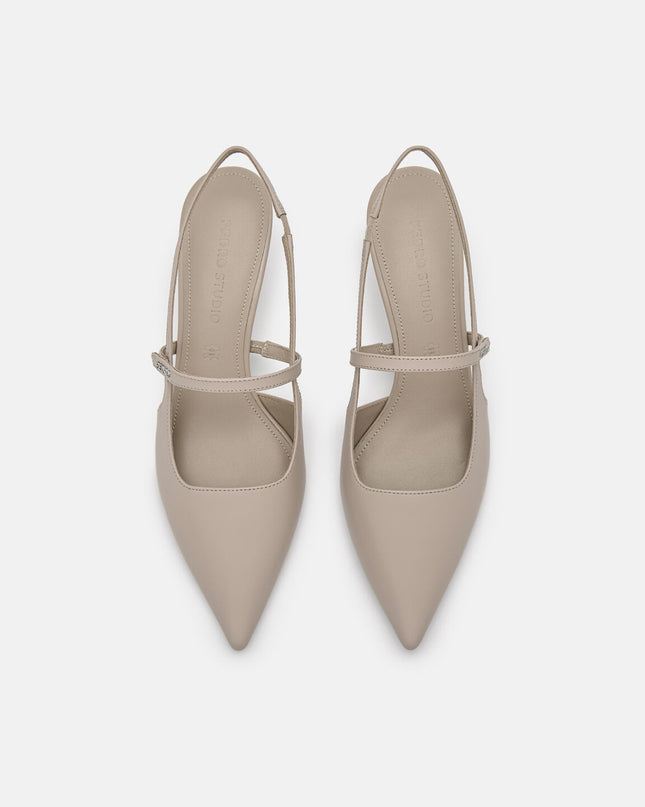 PEDRO Studio Amerie Leather Heel Pumps - Taupe