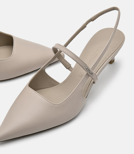 PEDRO Studio Amerie Leather Heel Pumps - Taupe
