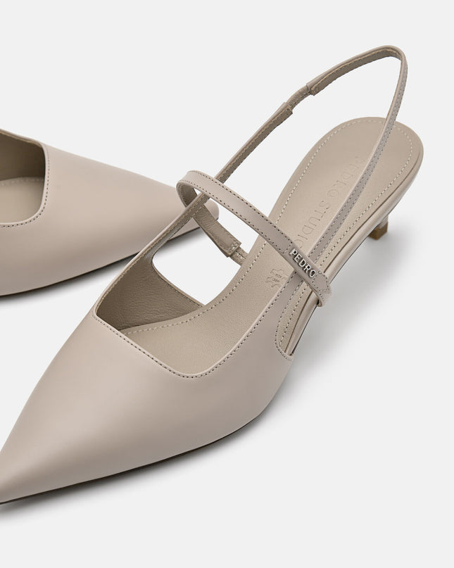 PEDRO Studio Amerie Leather Heel Pumps - Taupe