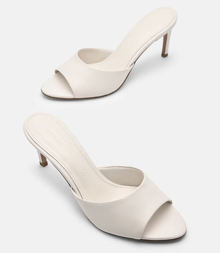 PEDRO Studio Ashley Leather Heel Sandals - Chalk
