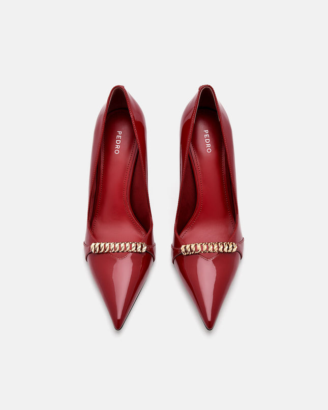 Mia Leather Heel Pumps - Wine