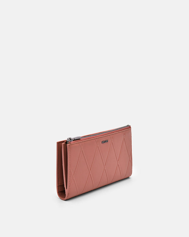 Leather Bi-Fold Long Wallet - Blush