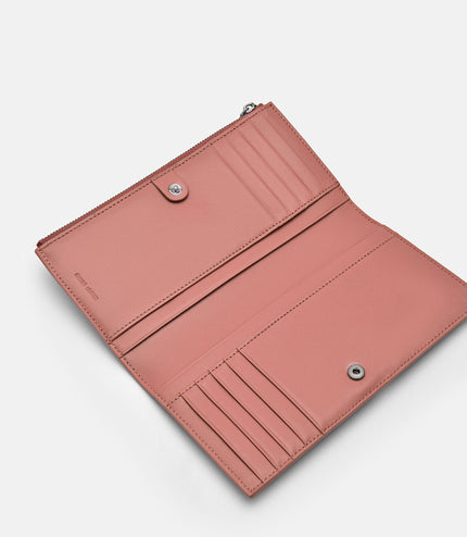 Leather Bi-Fold Long Wallet - Blush
