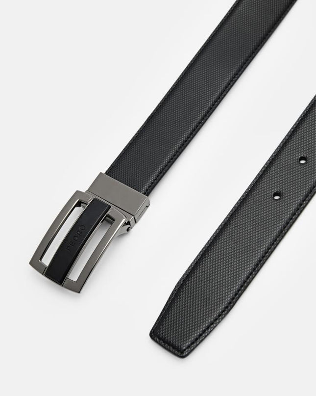 Embossed Leather Reversible Tang Belt