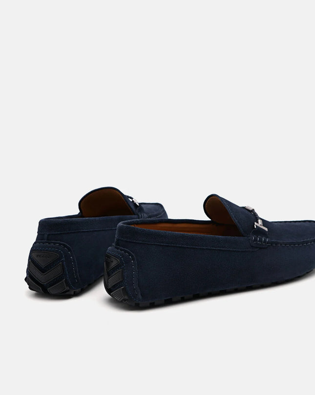 Suede Leather Moccasins - Navy