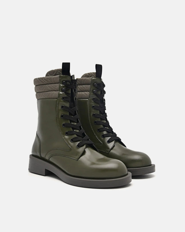 PEDRO Icon Leather Ankle Boots - Military Green