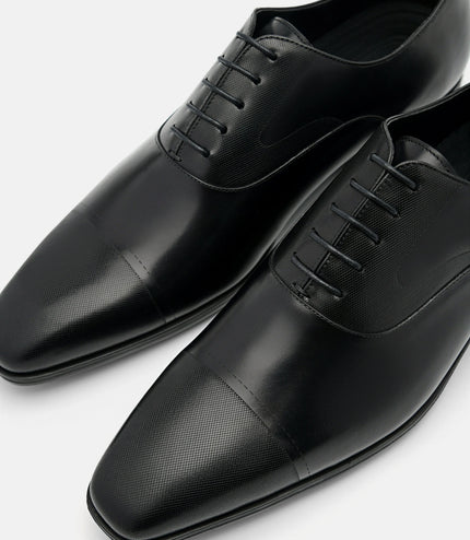 Altitude Lightweight Leather Oxford Shoes - Black