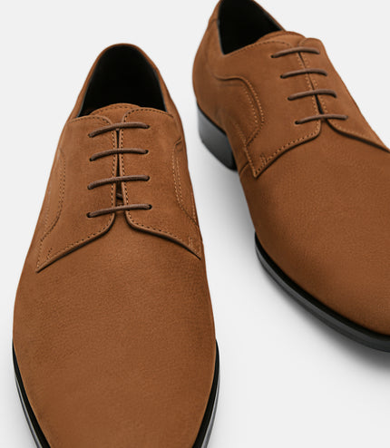 Leather Derby Shoes - Cognac
