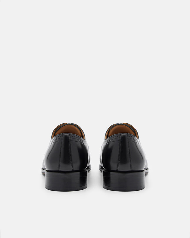 Leather Brogue Derby Shoes - Black