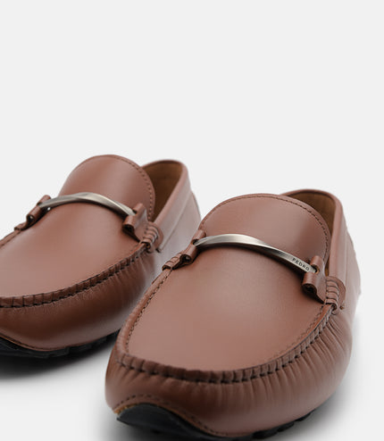 Leather Horsebit Moccasins - Brown