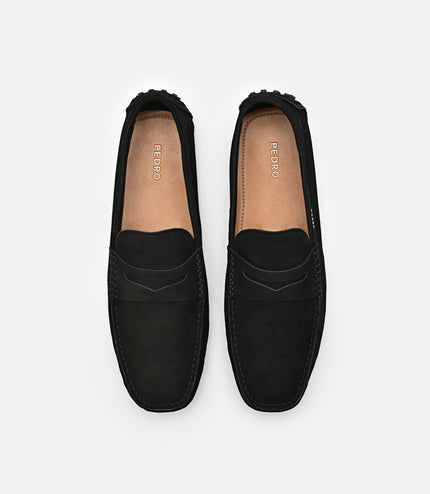 Leather Penny Moccasins - Black