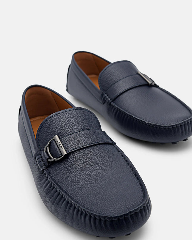 Jackson Leather Moccasins - Navy