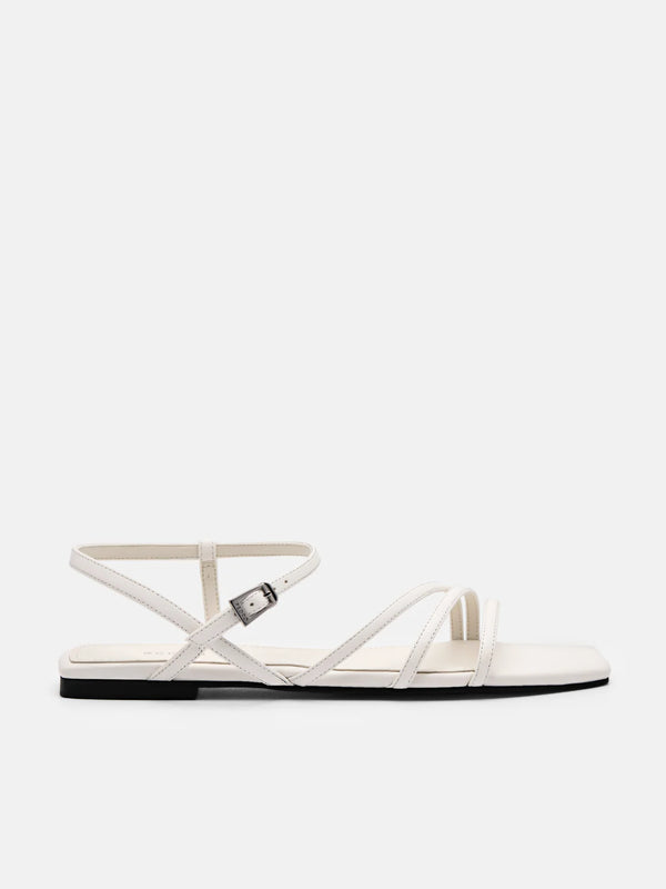 Peggy Ankle Strap Sandals - White