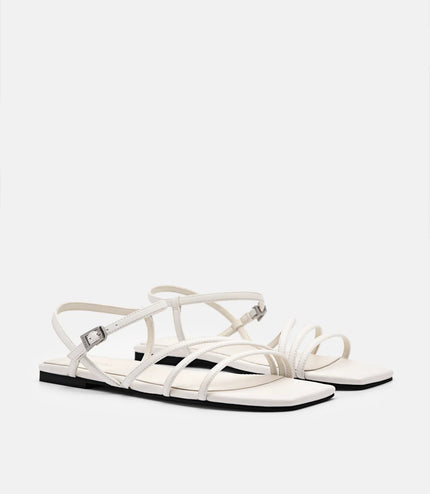 Peggy Ankle Strap Sandals - White