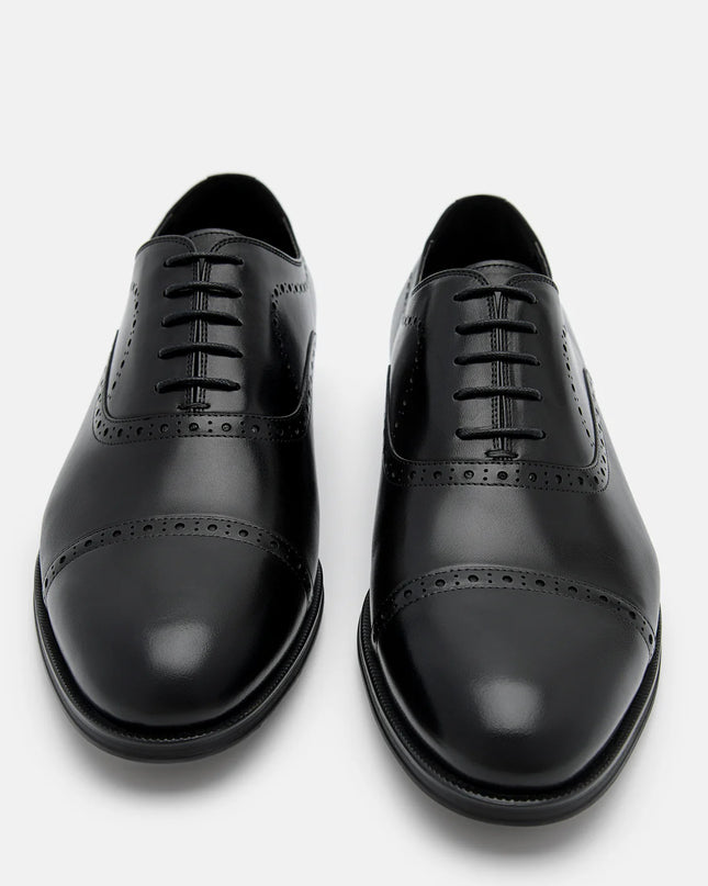 Leather Brogue Oxford Shoes - Black