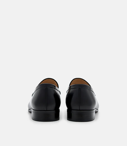 Leather Buckle Loafers - Black