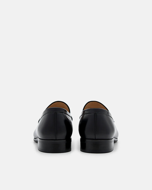 Leather Buckle Loafers - Black