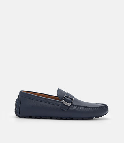 Helix Leather Moccasins - Navy