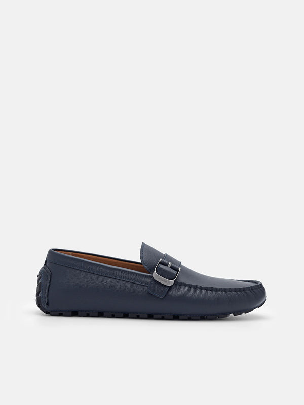 Helix Leather Moccasins - Navy