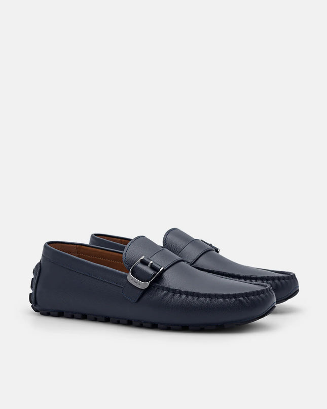 Helix Leather Moccasins - Navy
