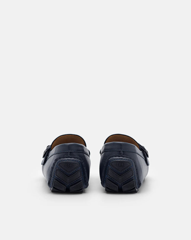 Helix Leather Moccasins - Navy
