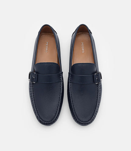 Helix Leather Moccasins - Navy