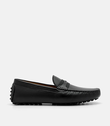 Leather Band Moccasins - Black