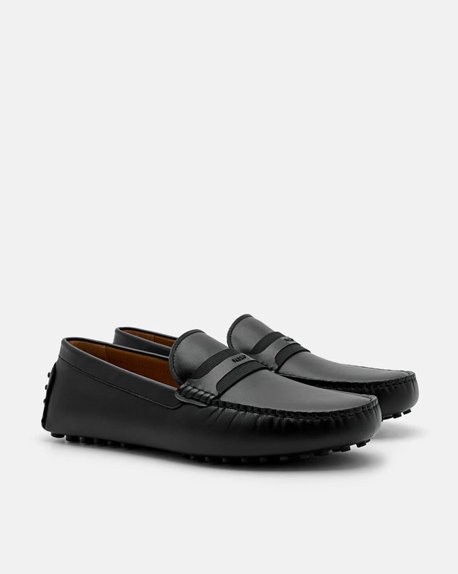 Leather Band Moccasins - Black
