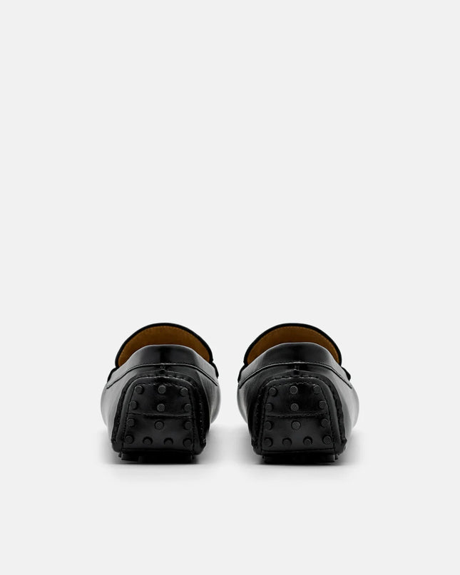 Leather Band Moccasins - Black