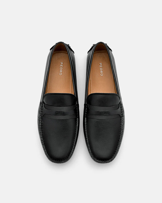 Leather Band Moccasins - Black