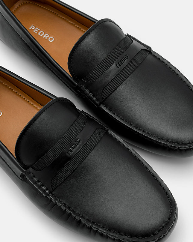 Leather Band Moccasins - Black
