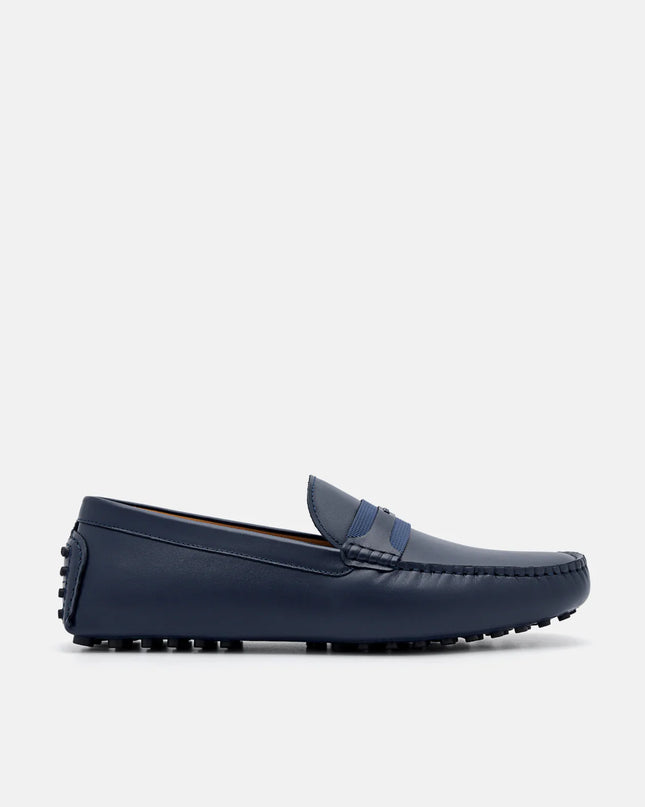Leather Band Moccasins - Navy