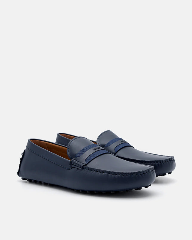 Leather Band Moccasins - Navy