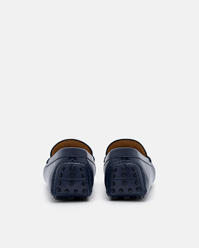 Leather Band Moccasins - Navy