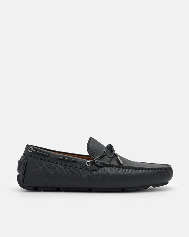 Leather Bow Moccasins - Black