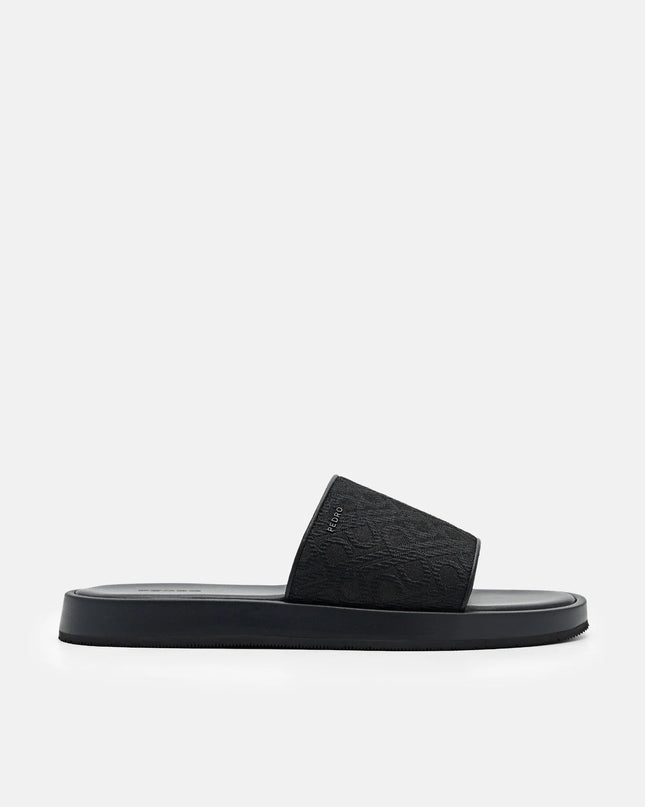 PEDRO Icon Jacquard Slide Sandals - Black