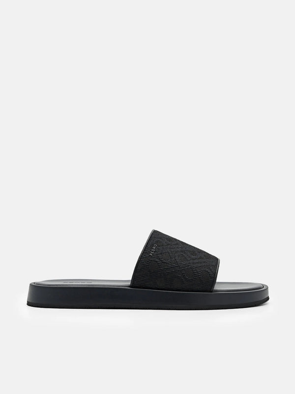 PEDRO Icon Jacquard Slide Sandals - Black