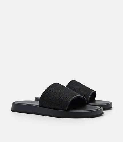 PEDRO Icon Jacquard Slide Sandals - Black