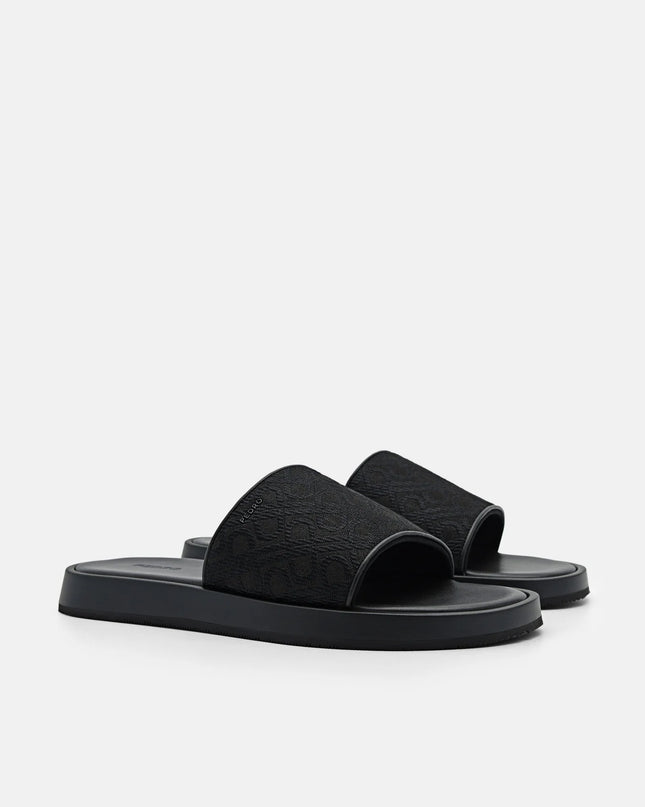 PEDRO Icon Jacquard Slide Sandals - Black