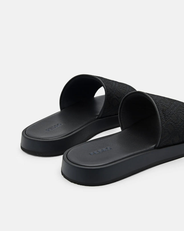 PEDRO Icon Jacquard Slide Sandals - Black