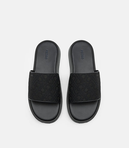 PEDRO Icon Jacquard Slide Sandals - Black