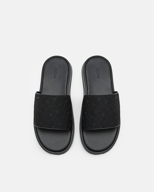 PEDRO Icon Jacquard Slide Sandals - Black