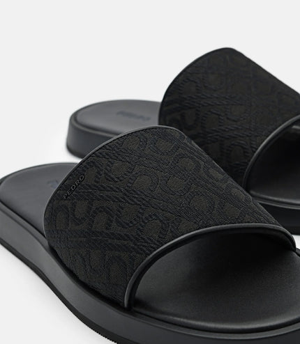 PEDRO Icon Jacquard Slide Sandals - Black