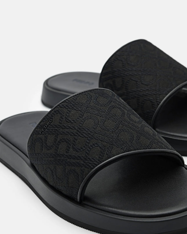 PEDRO Icon Jacquard Slide Sandals - Black