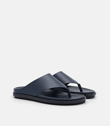 Microfiber Thong Sandals - Navy