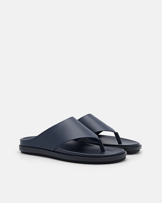 Microfiber Thong Sandals - Navy