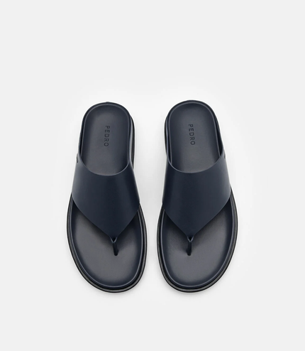 Microfiber Thong Sandals - Navy