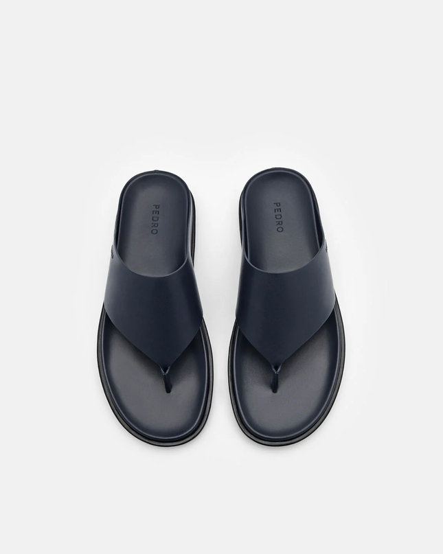 Microfiber Thong Sandals - Navy