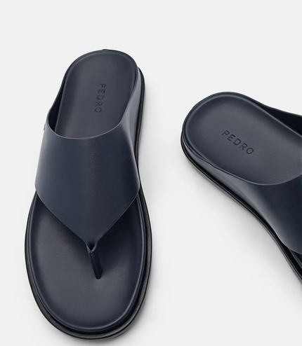 Microfiber Thong Sandals - Navy