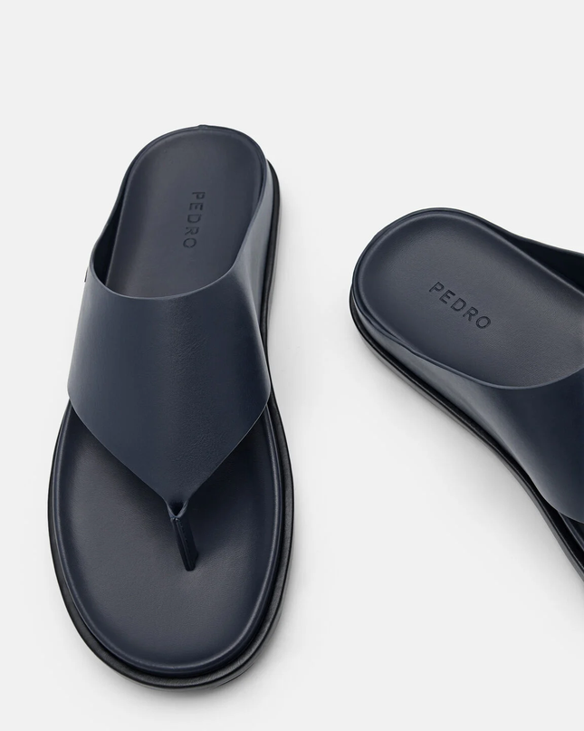 Microfiber Thong Sandals - Navy